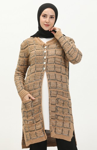 Trikot geknöpfte Strickjacke 80061-02 Milchkaffeefarben 80061-02