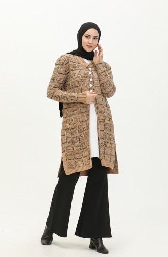 Trikot geknöpfte Strickjacke 80061-02 Milchkaffeefarben 80061-02