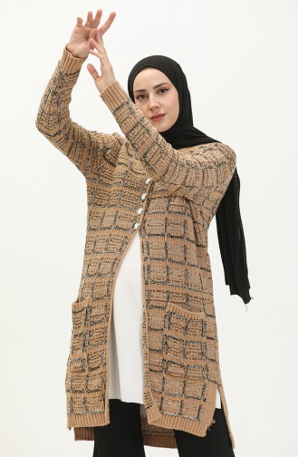 Trikot geknöpfte Strickjacke 80061-02 Milchkaffeefarben 80061-02