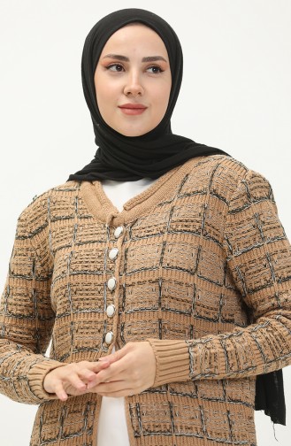 Trikot geknöpfte Strickjacke 80061-02 Milchkaffeefarben 80061-02