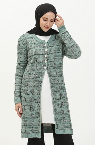 Buttoned Knitwear Cardigan 80061-06 Almond Green 80061-06