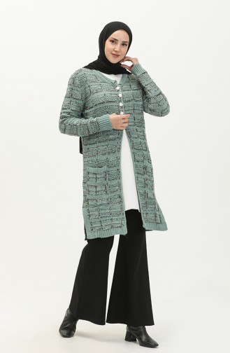 Buttoned Knitwear Cardigan 80061-06 Almond Green 80061-06