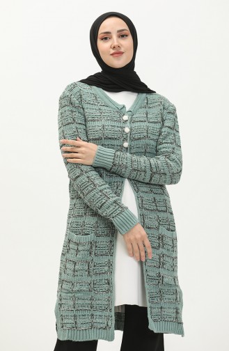 Buttoned Knitwear Cardigan 80061-06 Almond Green 80061-06