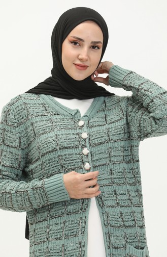 Buttoned Knitwear Cardigan 80061-06 Almond Green 80061-06