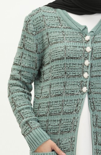 Buttoned Knitwear Cardigan 80061-06 Almond Green 80061-06