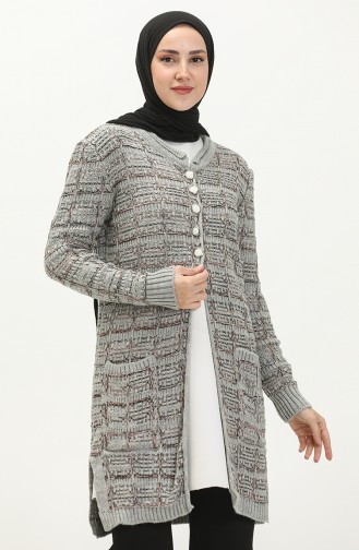 Buttoned Knitwear Cardigan 80061-10 Gray 80061-10