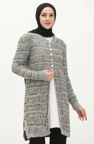 Triko Düğmeli Hırka 80061-10 Gri