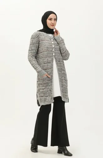 Triko Düğmeli Hırka 80061-10 Gri