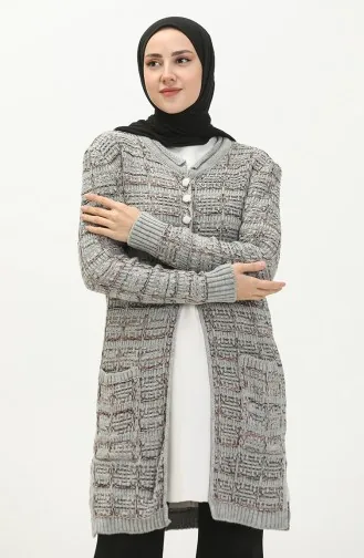 Triko Düğmeli Hırka 80061-10 Gri