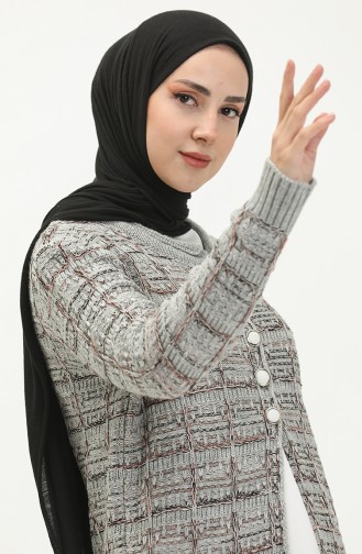 Buttoned Knitwear Cardigan 80061-10 Gray 80061-10