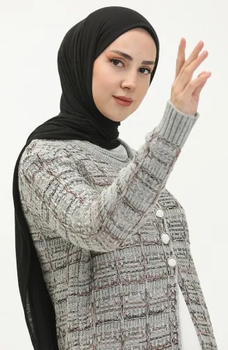 Triko Düğmeli Hırka 80061-10 Gri