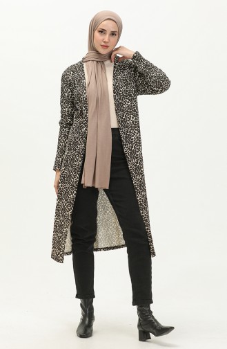 Leopard Pattern Cardigan 8568-01 Brown 8568-01