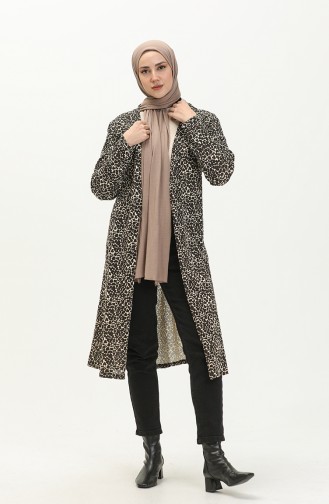 Leopard Pattern Cardigan 8568-01 Brown 8568-01