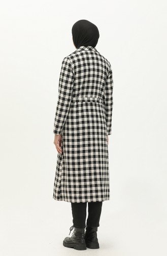 Plaid Belted Cape 5507-02 Black White 5507-02