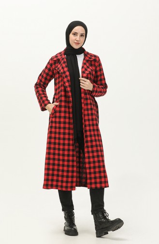 Plaid Belted Cape 5507-05 Red 5507-05