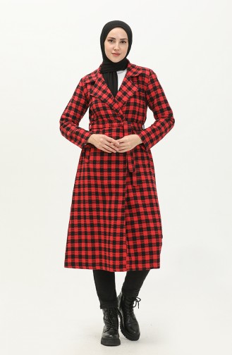 Plaid Belted Cape 5507-05 Red 5507-05