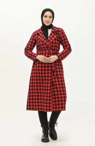Ecossai gemustertes Cape mit Gürtel 5507-05 Rot 5507-05
