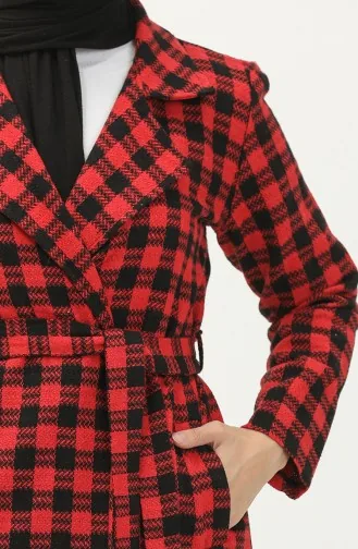 Ecossai gemustertes Cape mit Gürtel 5507-05 Rot 5507-05