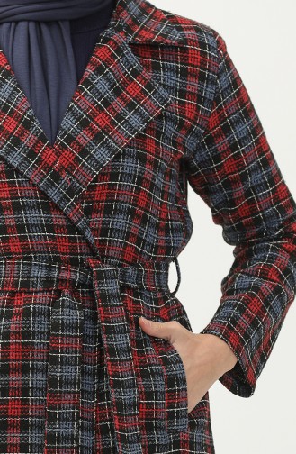Ecossai gemustertes Cape mit Gürtel 5508-02 Rot-Indigo 5508-02