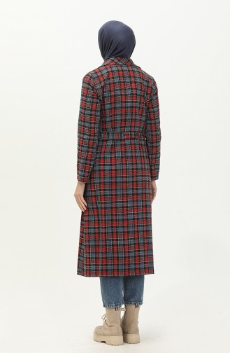 Ecossai gemustertes Cape mit Gürtel 5508-02 Rot-Indigo 5508-02