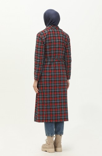 Plaid Belted Cape 5508-02 Red Indigo 5508-02