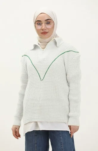Pull Col V Tricot 80050-01 Ecru 80050-01