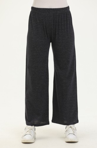 Elastic Waist Wide Leg Pants 1630-01 Navy Blue 1630-01