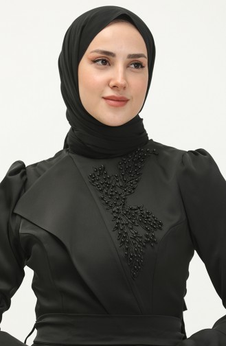 Boncuk İşlemeli Elbise Siyah