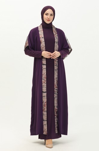 بدلة ثنائية عباية فستان مقاس كبير  8103-05  برقوقي 8103-05