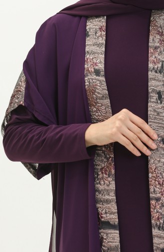 Große Größe Kleid-Abaya Zweiteiler 8103-05 Rotviolett 8103-05