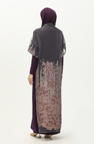 Große Größe Kleid-Abaya Zweiteiler 8103-05 Rotviolett 8103-05