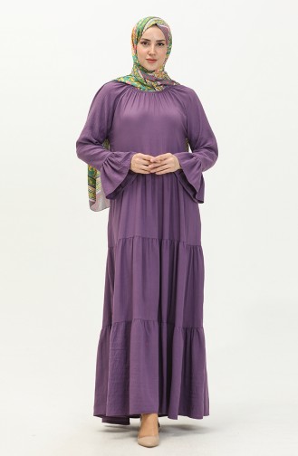 Lastikli Elbise 1833-03 Mor