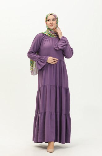 Lastikli Elbise 1833-03 Mor