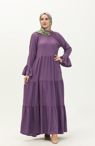 Lastikli Elbise 1833-03 Mor