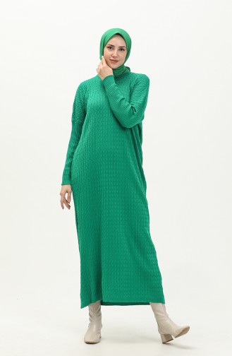 فستان تريكو منقوش 3312-17 أخضر 3312-17