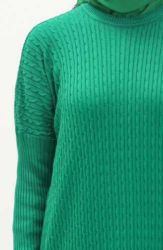 Triko Örgü Desen Elbise 3312-17 Yeşil