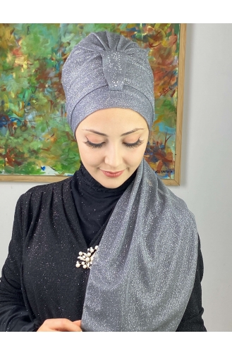 Hürrem Tek Biritli Simli Atkılı Bone 57ARA181222-10 Gri