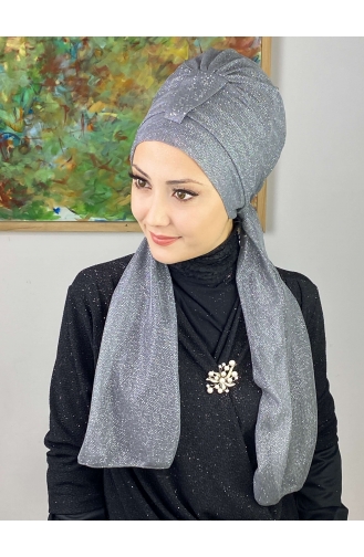 Hürrem Tek Biritli Simli Atkılı Bone 57ARA181222-10 Gri