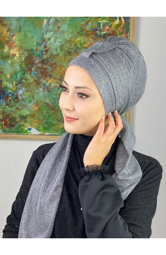 Hürrem Tek Biritli Simli Atkılı Bone 57ARA181222-10 Gri