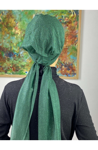 Hürrem Bonnet Écharpe Pailleté Single Unit 57ARA181222-13 Vert Émeraude 57ARA181222-13