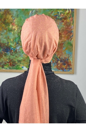 Hürrem Single Unit Glittered Scarf Bonnet 57ARA181222-01 Salmon 57ARA181222-01