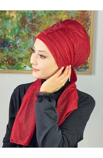 Hürrem Single Unit Glittered Scarf Bonnet 57ARA181222-03 Red 57ARA181222-03