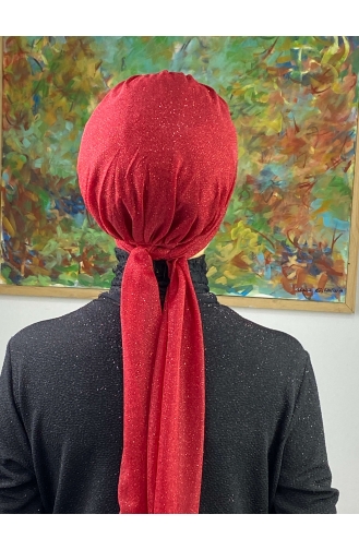 Hürrem Single Unit Glittered Scarf Bonnet 57ARA181222-03 Red 57ARA181222-03