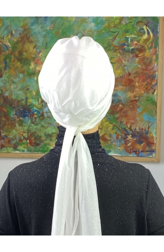 Hürrem Single Unit Glittered Scarf Bonnet 57ARA181222-06 White 57ARA181222-06