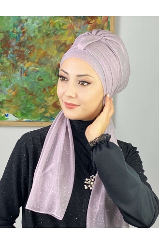 Hürrem Single Unit Glittered Scarf Bonnet 57ARA181222-07 Light Lilac 57ARA181222-07