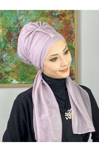 Hürrem Single Unit Glittered Scarf Bonnet 57ARA181222-07 Light Lilac 57ARA181222-07