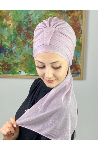 Hürrem Bonnet Écharpe Pailleté Single Unit 57ARA181222-07 Lilas Clair 57ARA181222-07