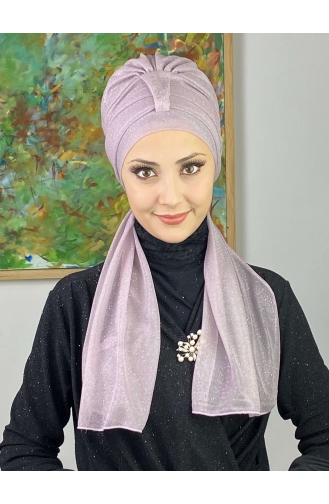 Hürrem Single Unit Glittered Scarf Bonnet 57ARA181222-07 Light Lilac 57ARA181222-07