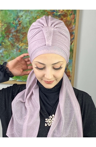 Hürrem Single Unit Glittered Scarf Bonnet 57ARA181222-07 Light Lilac 57ARA181222-07