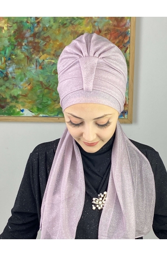 Hürrem Single Unit Glittered Scarf Bonnet 57ARA181222-07 Light Lilac 57ARA181222-07